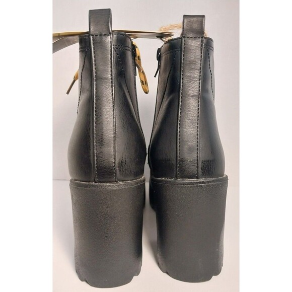 Seven7 Flatiron Platform Boots Womens Size 9 Black Leather Side Zip 2081 - Picture 6 of 10